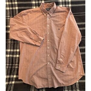 Ralph Lauren Button Down Shirt Mens 2XLT Red Plaid Classic Fit Tall Long Sleeve